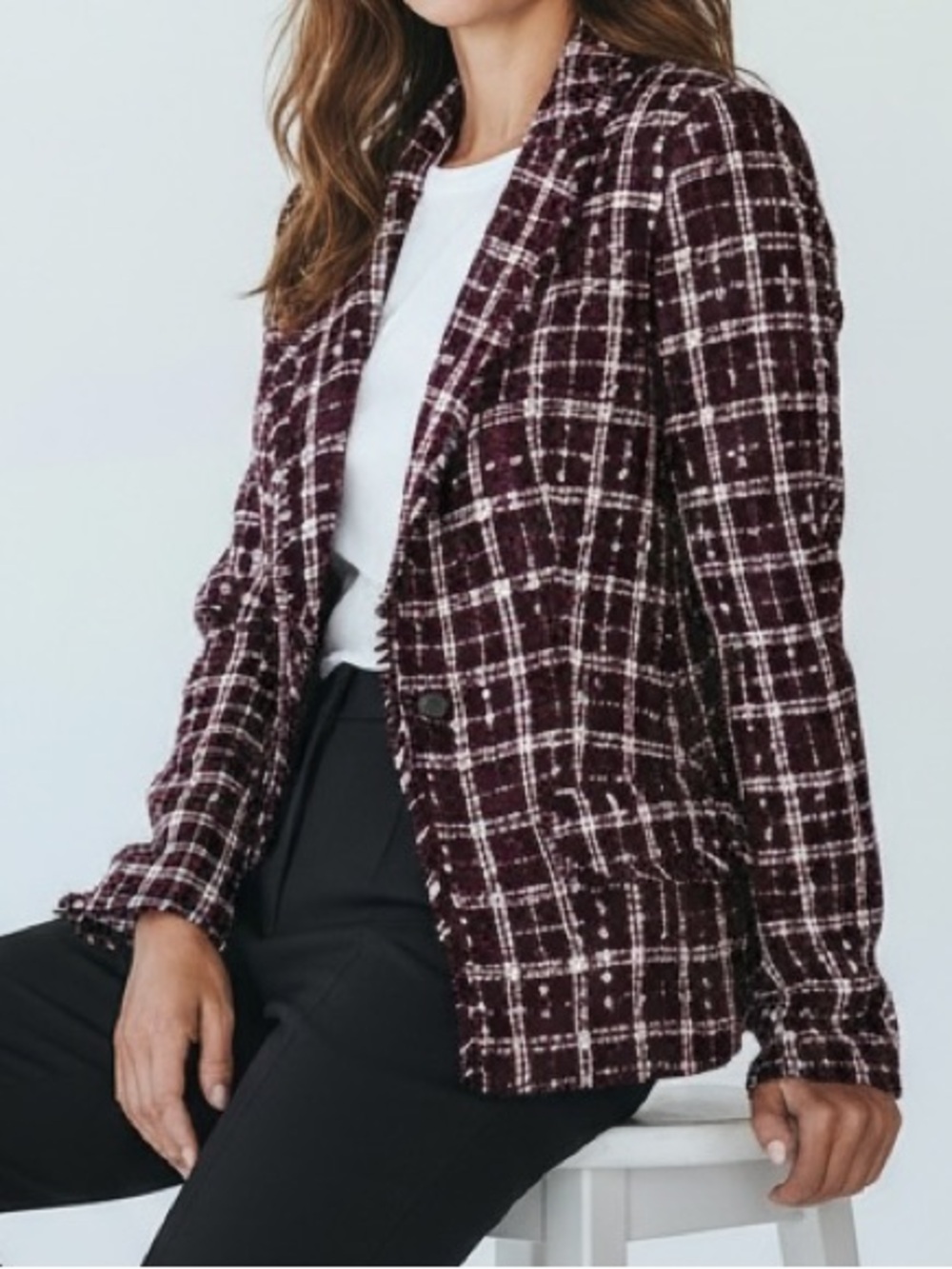 Karl Lagerfeld Purple Tweed Blazer